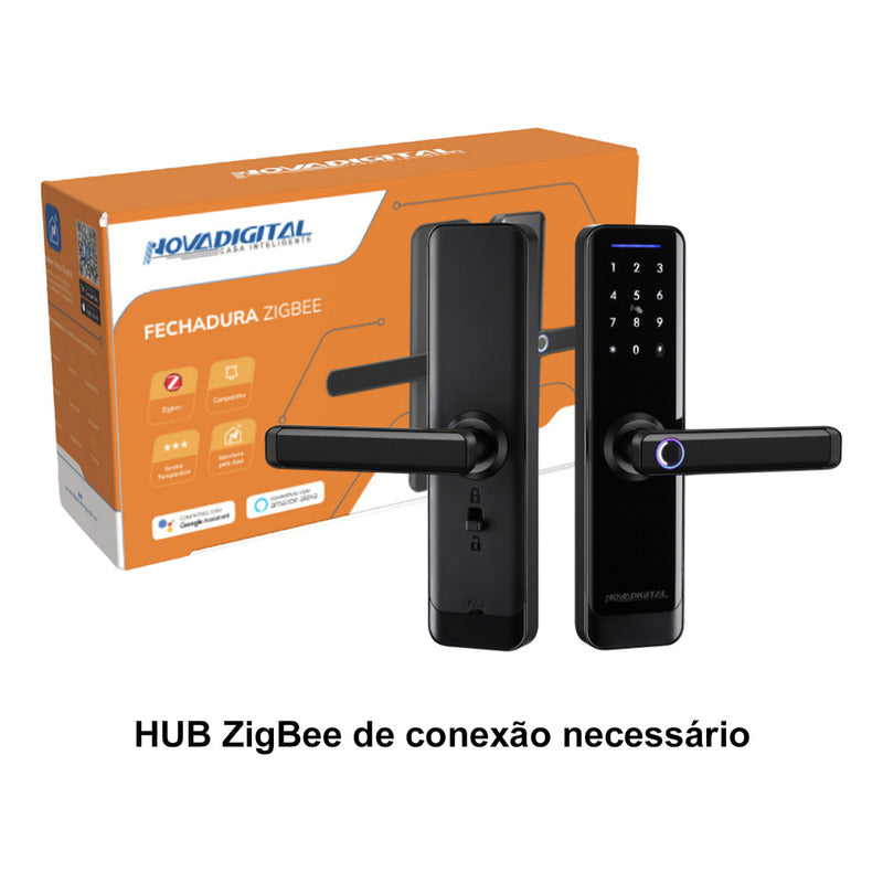 Fechadura Inteligente Digital Novadigital Zigbee Tuya Smart Life Alexa Zsl-06 Preto - Hub Zigbee Necessário