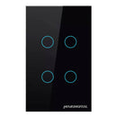 Interruptor Inteligente Zigbee 4x2 Novadigital 4 Botões Tecla Touch Automação Tuya E Smart Life Compatível Com Alexa E Google Assistente Bivolt 110v/220v Cor Preto - Hub Zigbee Necessário 127/220v