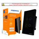 Interruptor Inteligente Zigbee 4x2 Novadigital 4 Botões Tecla Touch Automação Tuya E Smart Life Compatível Com Alexa E Google Assistente Bivolt 110v/220v Cor Preto - Hub Zigbee Necessário 127/220v