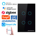 Interruptor Inteligente Zigbee 4x2 Novadigital 4 Botões Tecla Touch Automação Tuya E Smart Life Compatível Com Alexa E Google Assistente Bivolt 110v/220v Cor Preto - Hub Zigbee Necessário 127/220v
