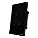 Interruptor Inteligente Zigbee 4x2 Novadigital 4 Botões Tecla Touch Automação Tuya E Smart Life Compatível Com Alexa E Google Assistente Bivolt 110v/220v Cor Preto - Hub Zigbee Necessário 127/220v